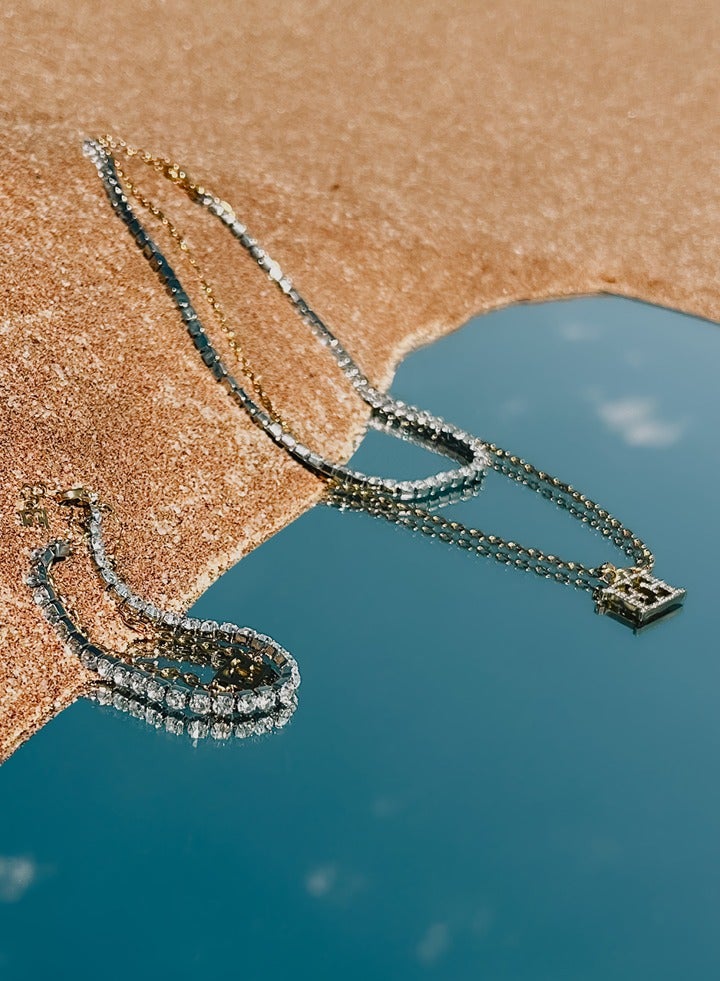 ESCADA Diana Crystal Tennis Necklace with Iconic Logo Timeless Elegance and Modern Design - Image 5