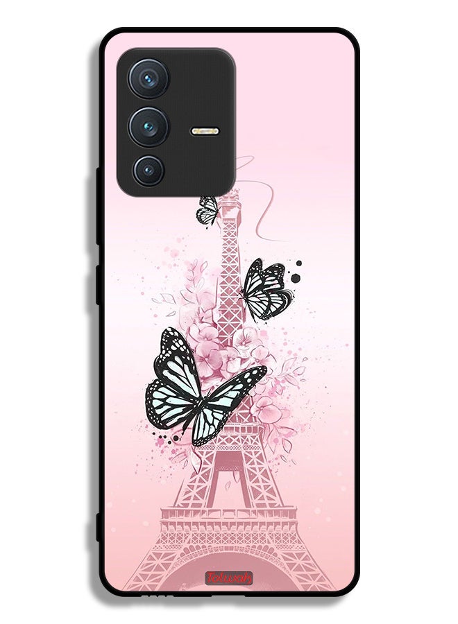Tolwak Vivo V23 5G Protective Case Cover Butterflies On Eiffel Tower - Image 1