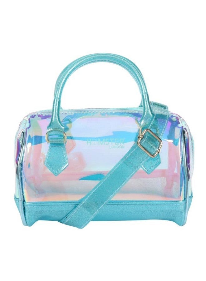 Hamster London Holo Duffle Sling Bags & Handbag for Women Sling Bags | Holographic Purses and Flash Reflective Shoulder Bag for Girl's and Women (Aqua, Size:18cm x10cm x16cm) - Image 1