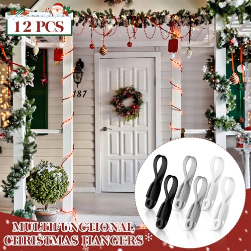 Fiada 12 Pcs Christmas Garland Hanger for Mantle Cord Bundlers Cord Organizer for Appliances, Self Adhesive Kitchen Sticky Silicone Holder Organizer for Christmas Wreath Fireplace(Black, White, Gray) - Image 5