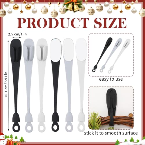 Fiada 12 Pcs Christmas Garland Hanger for Mantle Cord Bundlers Cord Organizer for Appliances, Self Adhesive Kitchen Sticky Silicone Holder Organizer for Christmas Wreath Fireplace(Black, White, Gray) - Image 2