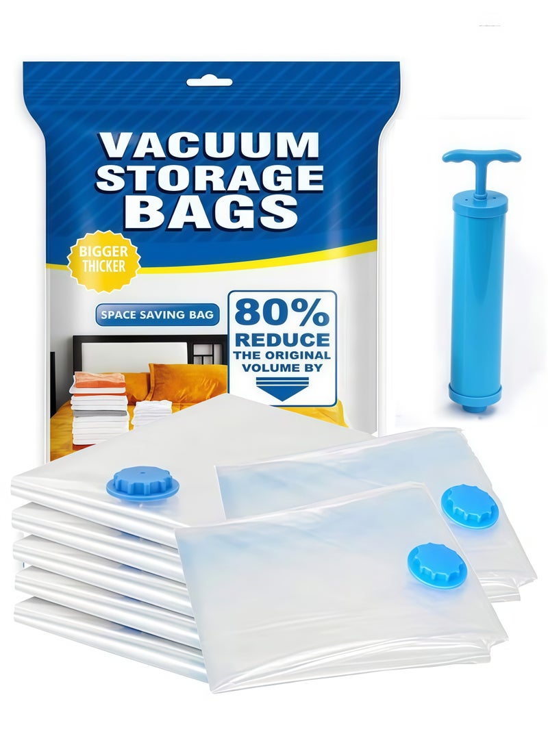 SKT Shiketro 7 Vacuum Storage bags, Space-saving, With Manual Pump, Reusable, Vacuum-sealed Storage Bags, Suitable For Bedding, Clothing, Curtains, Pillows (7medium-sized bags, 60CM x 80CM) - Image 1