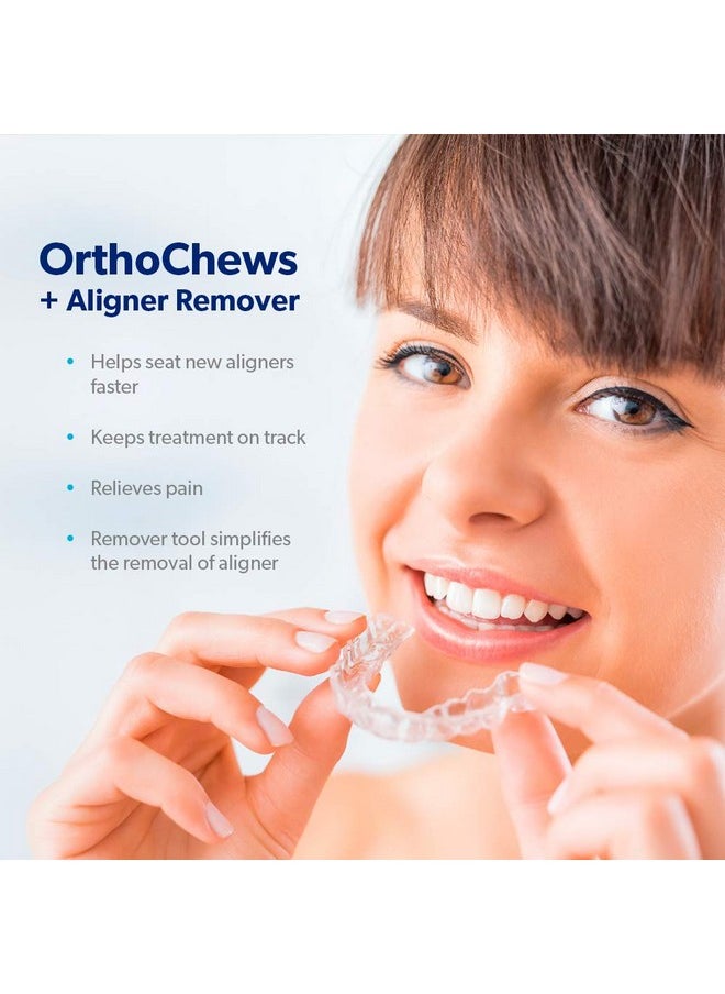 إيفر سمايل - - أداة تثبيت تقويم الأسنان Orthochews مع أداة إزالة التقويم، قطع مضغ لتقويم Invisalign، أو التقويم الشفاف أو المعدني - تساعد في تثبيت صواني التقويم وإزالتها (عبوة واحدة مع أداة إزالة التقويم) - Image 1