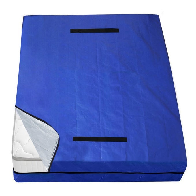 WATERPROOF MATTRESS COVER FOR STORAGE MOVING HEAVY DUTY HANDLES STRONG ZIPPER REUSABLE TWIN SIZE BLUE MATTRESS BAG