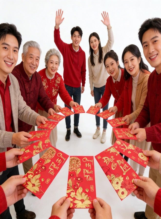 Temogole Vietnamese New Year Red Envelopes,Hong Bao Li Xi Lucky Money Packet for Lunar New Year,2026 New Year Red Envelope,5 Designs 30 Pcs - Image 4