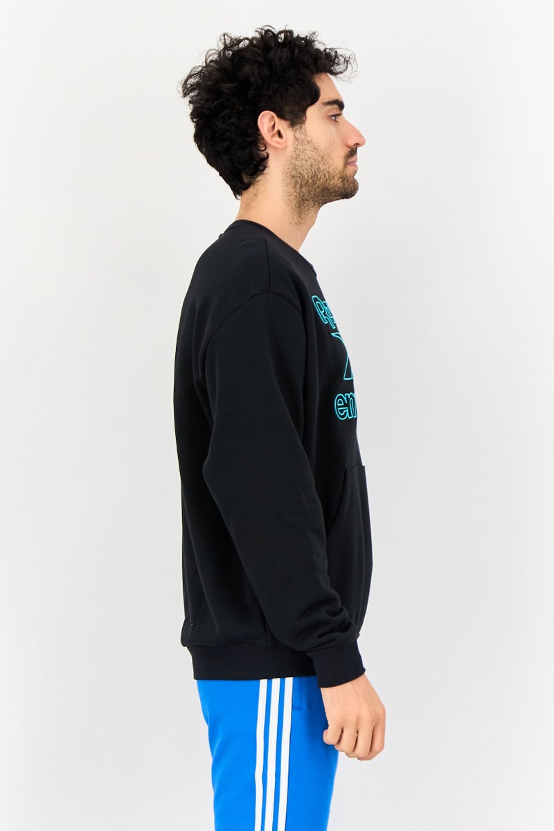 Reebok سويت شيرت رياضي للرجال بأكمام طويلة مناسب للخارج، أسود - Image 3