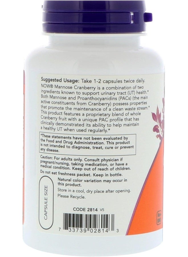 Now Foods, Mannose Cranberry, 90 Veg Capsules - Image 3