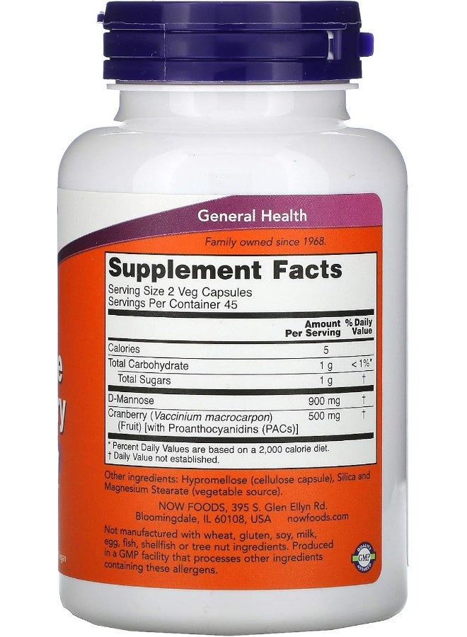 Now Foods, Mannose Cranberry, 90 Veg Capsules - Image 2