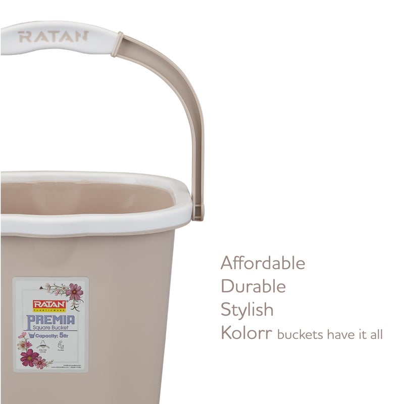 RATAN PLASTICWARE دلو راتان بلاستيكوير بريما (5 لتر × 2) - وردة الصحراء | خفيف الوزن وسهل الحمل | مثالي للاستخدام في الحمامات والمطابخ والمناطق الرطبة - Image 4