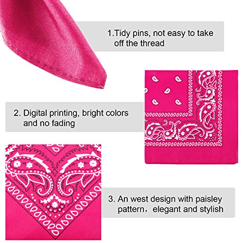 Blulu 12 Pack Unisex Paisley Bulk Cowboy Bandanas Headband Wrap Scarf Wristband for Men Women Western Costume Party(Orange, Yellow, Green, Rose Red) - Image 5