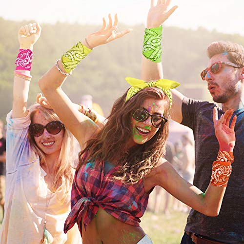 Blulu 12 Pack Unisex Paisley Bulk Cowboy Bandanas Headband Wrap Scarf Wristband for Men Women Western Costume Party(Orange, Yellow, Green, Rose Red) - Image 4