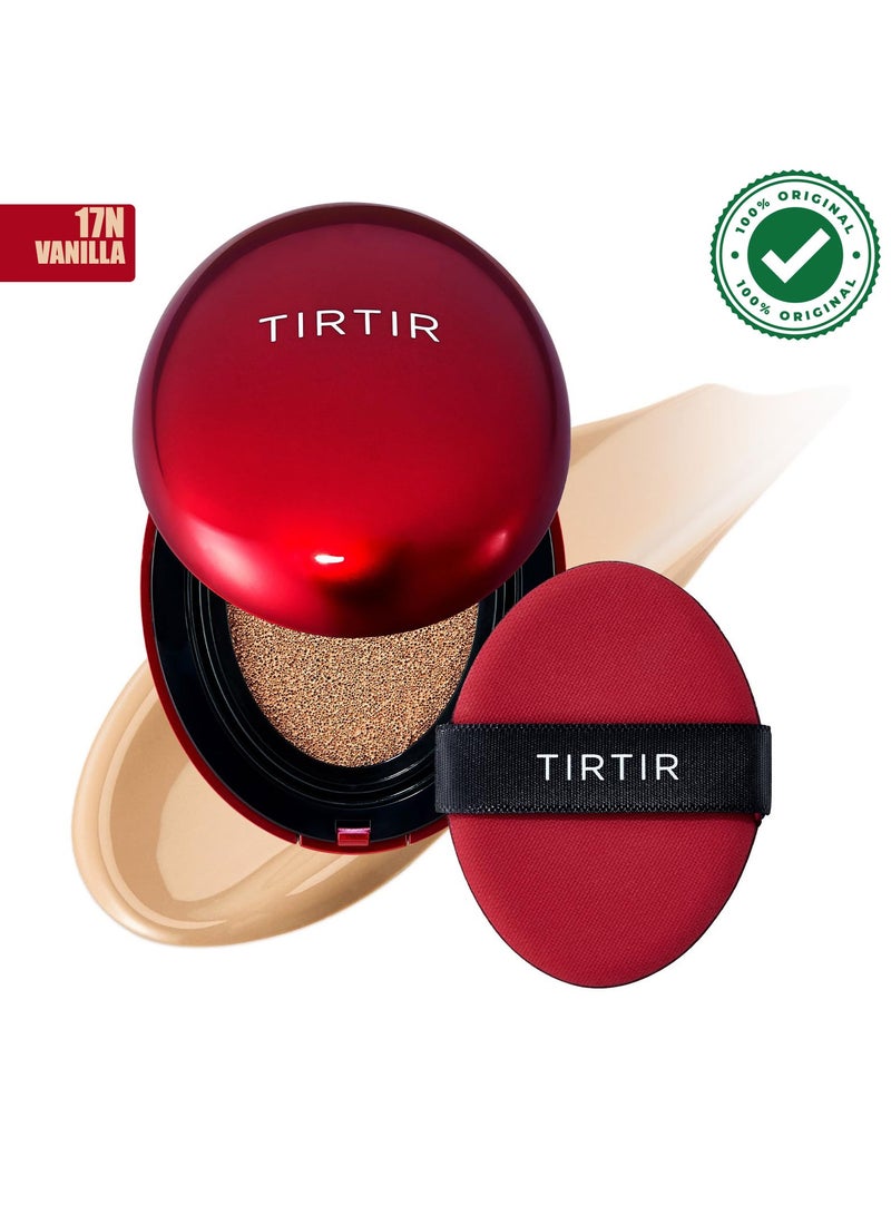 TIRTIR Mask Fit Red Cushion Foundation, Full coverage, Weightless, Skin Fit, Satin Glow Finish, Korean Makeup Cushion Foundation (17N Vanilla, 0.63 Fl Oz) - Image 1