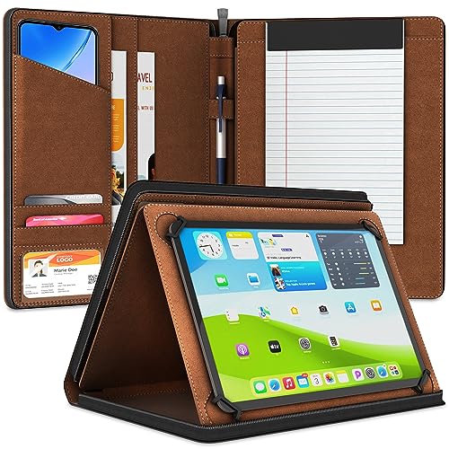 KHOMO Universal Padfolio Case – Tablet Portfolio Organizer with Notepad Holder – Compatible with iPad 10th 11th Gen, iPad Pro 11, iPad 7 8 9 10.2 10.9 and 9.7 inches - Image 1