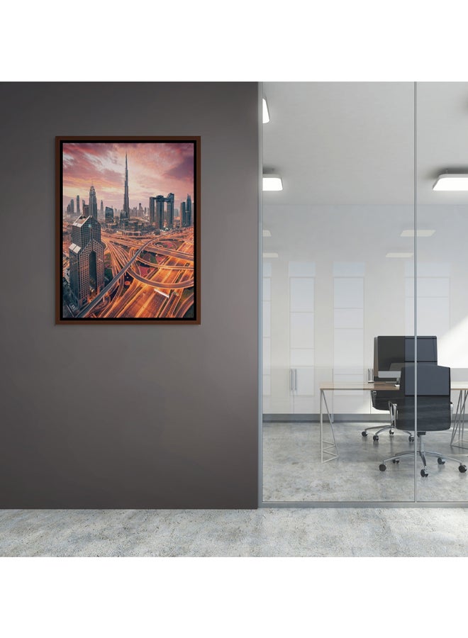 آرت دیکور  لوحة فنية جدارية مؤطرة من قماش برج خليفة مطبوعة لأفق دبي لتزيين الحائط في المكتب وغرفة المعيشة كهدية - Image 3