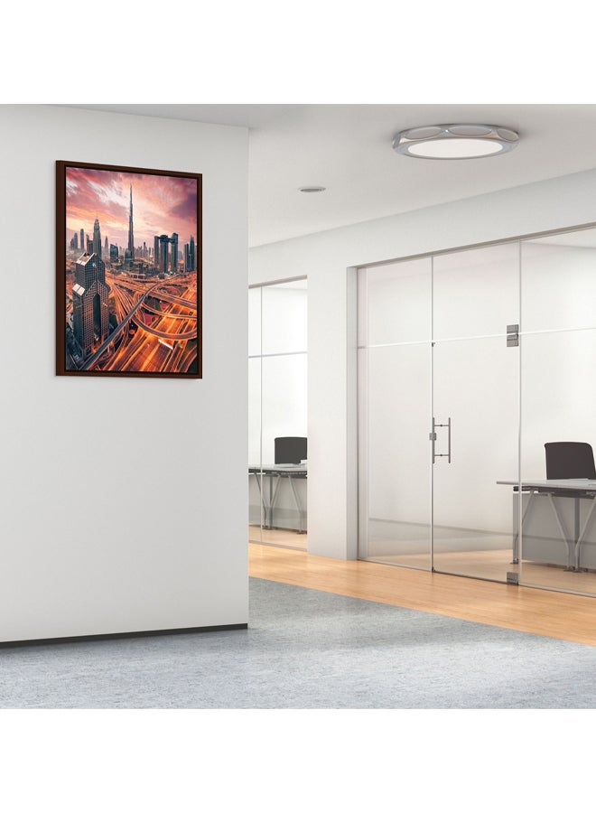 آرت دیکور  لوحة فنية جدارية مؤطرة من قماش برج خليفة مطبوعة لأفق دبي لتزيين الحائط في المكتب وغرفة المعيشة كهدية - Image 2