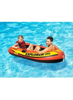 INTEX Explorer 200 Comfortable Rigid Inflatable Boat, Orange/Yellow/Black 185x94x41cm  - Image 2