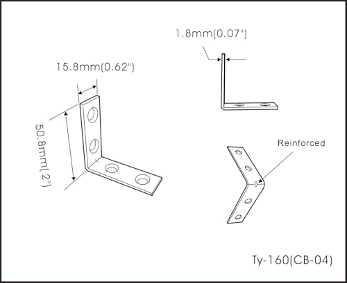 QCAA Angle Bracket Corner Brace Durable Thicker Steel Construction Zinc Plated 2x2x58 x18 mm Made in Taiwan 24 Pack - Image 3