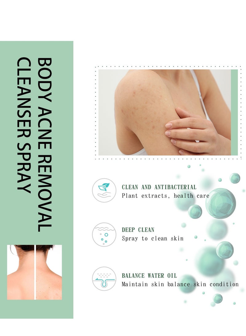 EELHOE Body Acne Cleansing Spray Deep Cleansing Back Arms Downplaying Acne Marks Beauty Moisturising Spray 120ML - Image 3