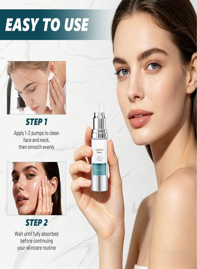 DOUNIU Total Facial Serum, Anti-Aging Vitamin C Serum, Hyaluronic Acid & Peptides, Hydrating Moisturizing Skin Care, 1 Fl Oz - Image 3