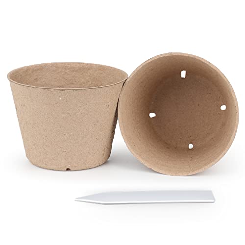 homenote Peat Pots, 30 Pcs 4 Inch Seed Starting Pots with Drainage Holes Round Nursery Plants Pots with Bonus 20 Plant Labels - Image 2
