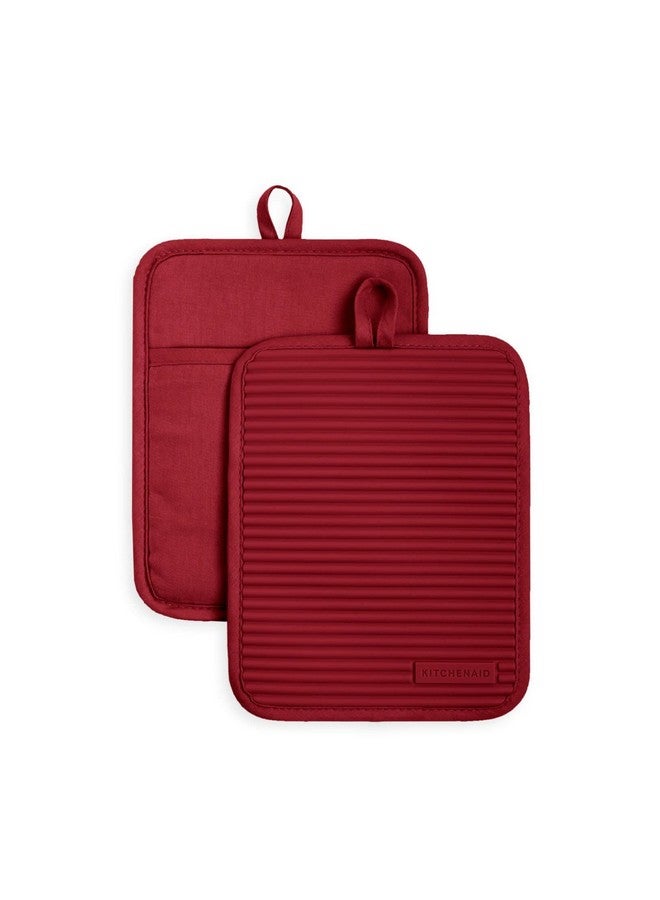 KitchenAid Ribbed Soft Silicone Pot Holder Set, Smoked Paprika 7"x9" - Image 1