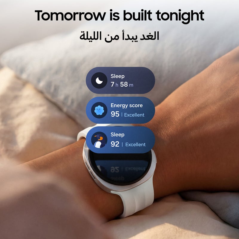 Samsung Galaxy Watch 9, 44mm GPS Smartwatch, (Middle East Version), Slimness, Comfort fit, Signature Cushion Design, Personalized Sleep Experience, Health Coaching,445 mAh Battery, Raise to Talk Graphite - Image 4