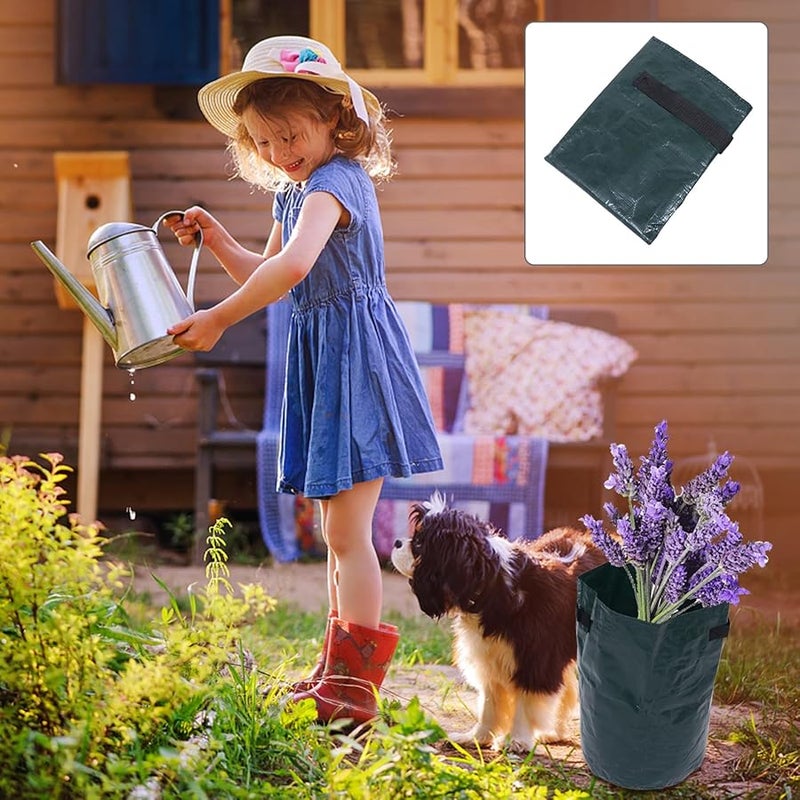 كيس نفايات الفناء القابل لإعادة الاستخدام سعة 35 لتر، كيس نفايات الأوراق المحمول باللون الأخضر الدكن لتنظيف الحديقة والمرج - Image 5