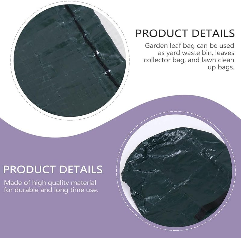 كيس نفايات الفناء القابل لإعادة الاستخدام سعة 35 لتر، كيس نفايات الأوراق المحمول باللون الأخضر الدكن لتنظيف الحديقة والمرج - Image 4