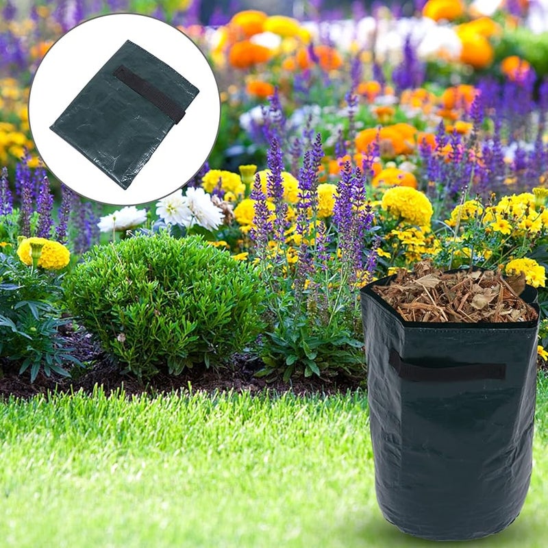 كيس نفايات الفناء القابل لإعادة الاستخدام سعة 35 لتر، كيس نفايات الأوراق المحمول باللون الأخضر الدكن لتنظيف الحديقة والمرج - Image 3