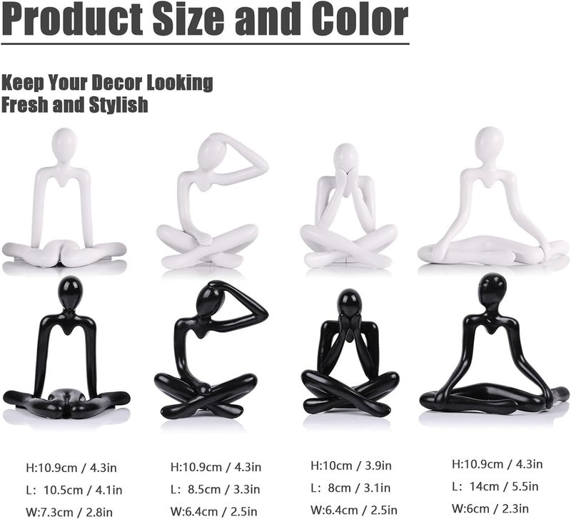Street27® 4pcs Decorative Abstract Thinker Men Statue showpiece Set | Home Decor Items|Premium PVC Modern Art showpiece for Home Decor Living Room Bedroom Bookshelf Desktop Table Office Gift (Black) - Image 4