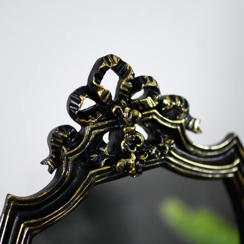 Eaoundm Resin Frame Decorative Wall Mirror Makeup Mirror Tabletop Mirrors  for Bedroom Living-Room Dresser Decor 8.2W x 13 L inchs (Black) - Image 5