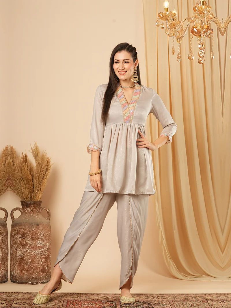 globus Women Printed Tunic With Trouser Co-Ords