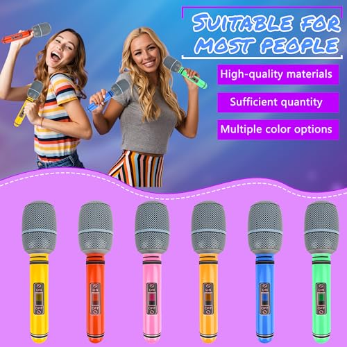 Feradny 24 Pieces Giant Blow up Microphone Inflatable Microphones Assorted Colors Inflatable Microphone Props Plastic Toys for Musical Concert Themed Party Role Play Party Decoration Supplies - Image 5