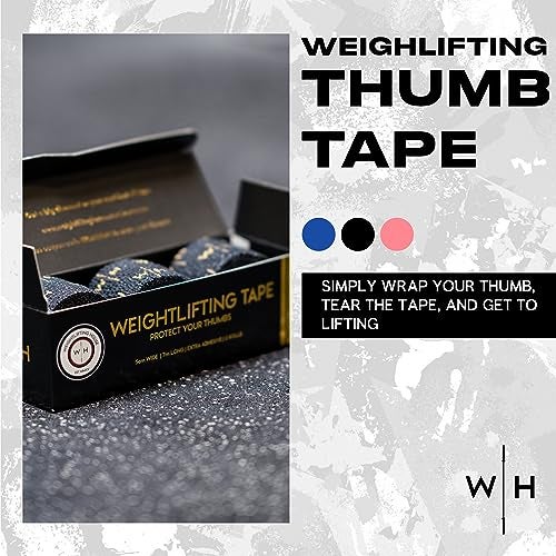 Weightlifting House Weight Lifting Thumb Tape: Athletic Grip Tape, Finger Extra Adhesive Tape for Workout - Body Tape, Sports Tape Perfect for Weightlifting - Sports Tape, Athletic - 7m/23ft (Black) - Image 2