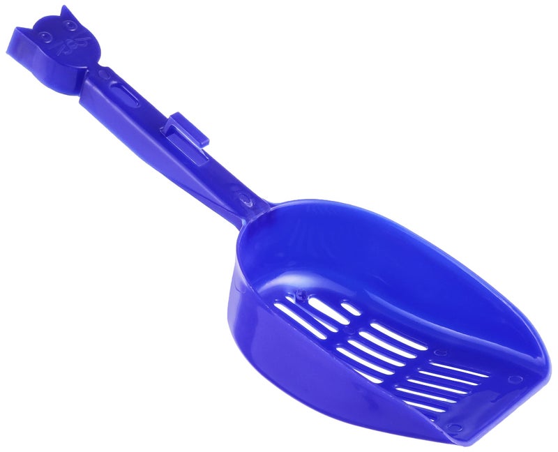 Premium Cats Litter Scoop - Heavy-Duty Pet Sand Sifter Shovel - Durable High-Density Plastic Litter Pan Cleaning Tool with Integrated Hanging Hook & Parallel Sifting Slats (Sleek Blue Space-Saving Profile) - Manual Feline Waste Preservation Convenience & Pet Facility Asset Management Template