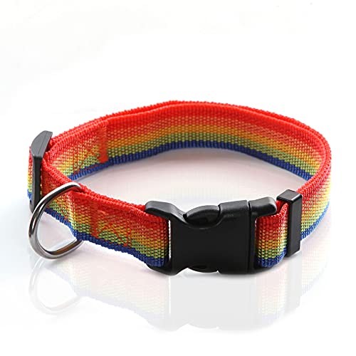 Taida Adjustable Nylon Dog Collar, pet Collar 1 Inch 3/4 Inch 5/8 Inch Wide, for Large Medium Small Dogs (S(5/8" x 11-16"), Rainbow) - Image 1