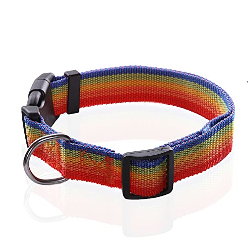 Taida Adjustable Nylon Dog Collar, pet Collar 1 Inch 3/4 Inch 5/8 Inch Wide, for Large Medium Small Dogs (S(5/8" x 11-16"), Rainbow) - Image 2
