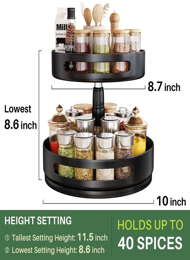 SAYZH Lazy Susans Organizer 2 Tier Metal Steel, Turntable Height Adjustable, Rotating Spice Racks for Pantry Cabinet Cupboard Table, 10 inch, Black - Image 4