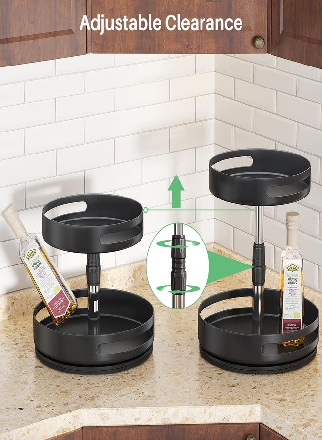 SAYZH Lazy Susans Organizer 2 Tier Metal Steel, Turntable Height Adjustable, Rotating Spice Racks for Pantry Cabinet Cupboard Table, 10 inch, Black - Image 2