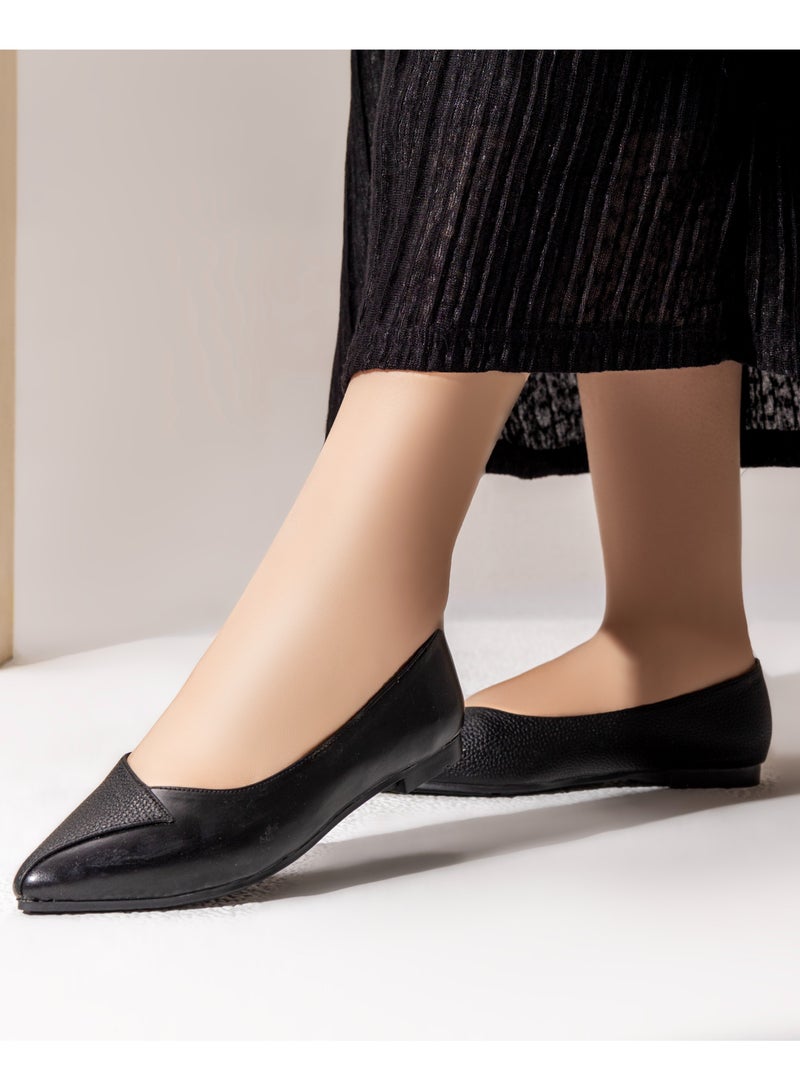 باليرينا جلد مسطح للنساء BN-505 - أسود