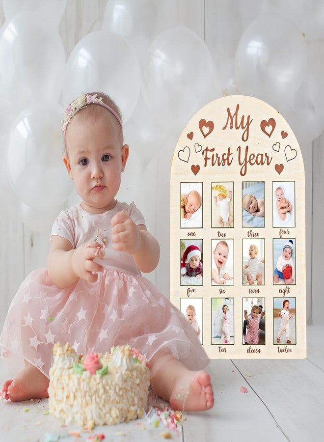DACO MIN Photo Frame My First Year Photo Display Board, 17x12 INCH - Fits 2 x 3 Inch Photo, Baby's One Year Picture Frame 12 Months Milestone Board Nursery Decor Gift for Boy Girl（Heart - Image 4