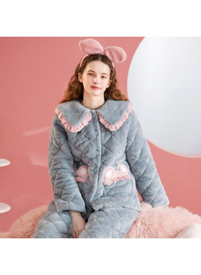 Fenton cute Lace Collar Pocket Women's Loungewear & Sleepwear Set For Autumn/winter - Image 5