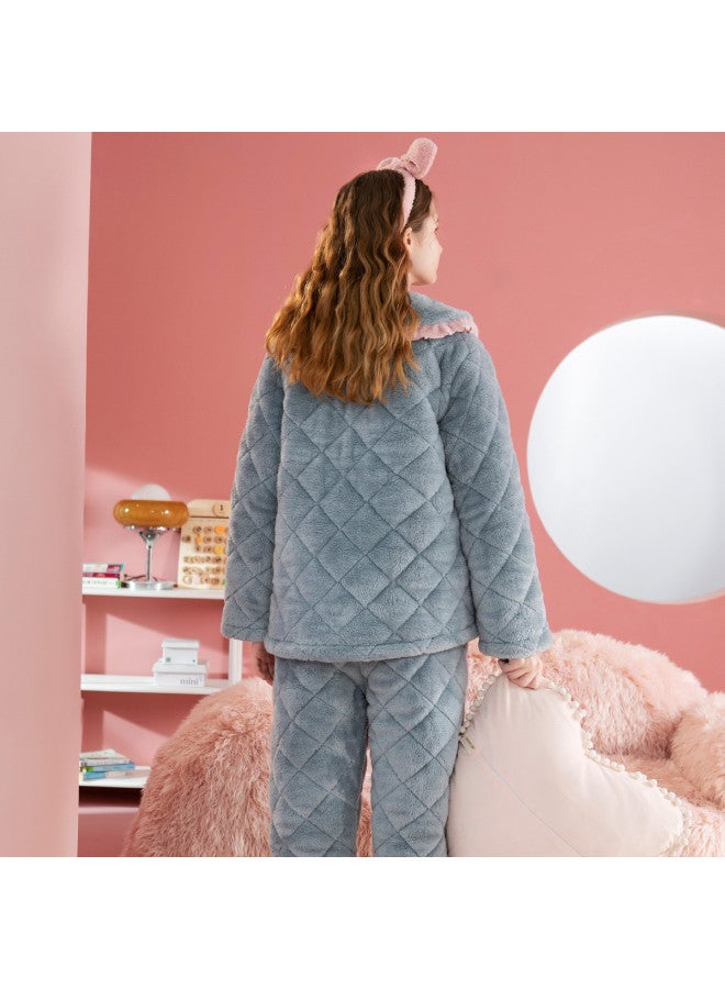 Fenton cute Lace Collar Pocket Women's Loungewear & Sleepwear Set For Autumn/winter - Image 3