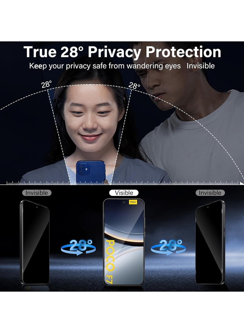 【2+2-piece set】 Privacy Screen Protector Compatible with Xiaomi POCO F7, Anti-Spy Tempered Glass with Camera Lens Protector, 9H Hardness Scratch-Resistant, Fingerprint-Resistant, Bubble-Free - Image 2