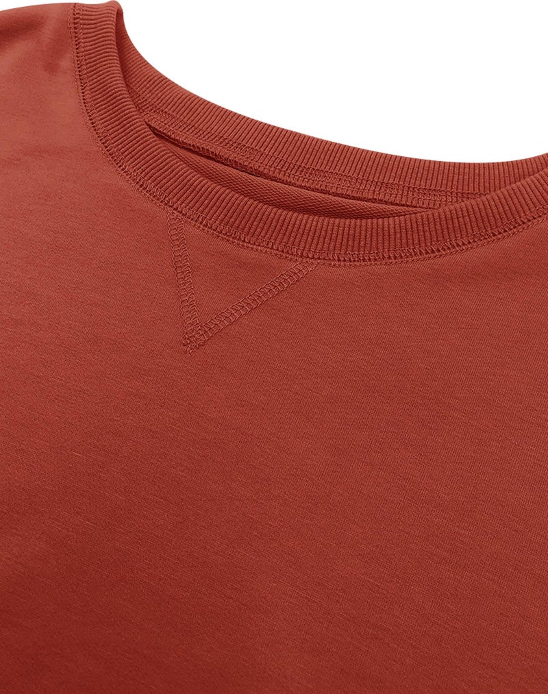 Bingerlily Womens Casual Long Sleeve Sweatshirt Crew Neck Cute Pullover Relaxed Fit Tops Caramel - Image 5