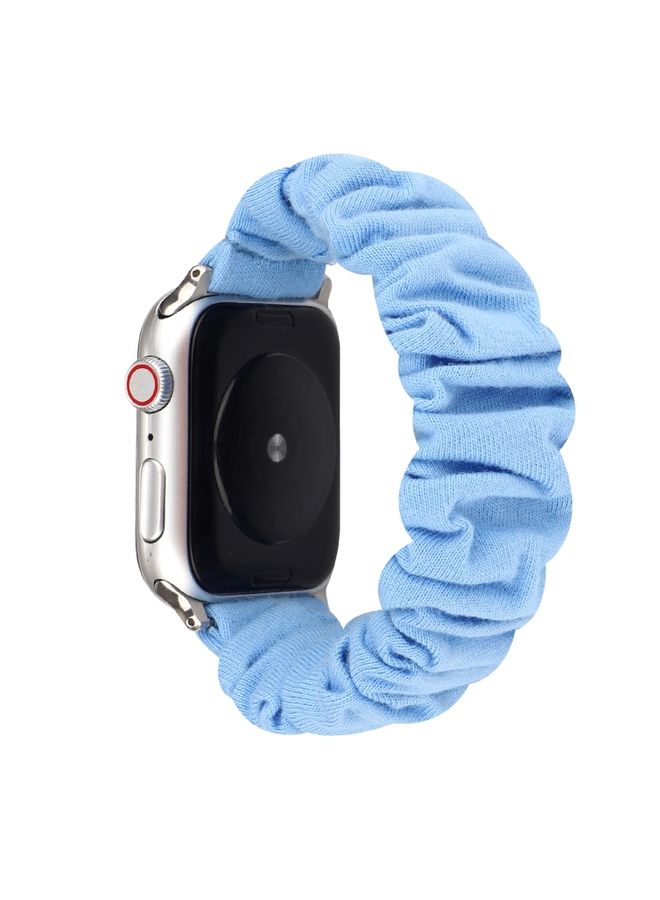 Replacement Strap For Apple Watch Ultra 49mm&Watch Ultra 2 49mm / Series 9&8&7 45mm / SE 3&SE 2&6&SE&5&4 44mm / 3&2&1 42mm Cloth + Stainless Steel Hair Ring Watch Band Blue