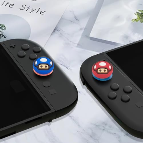Sunmike Thumb Grips Caps for Nintendo Switch 2 (2025), 4 Pcs Cute Switch 2 Joystick Caps Soft Joy Con Joystick Covers Silicone Thumbstick Button Cap Switch 2 Accessories - Red & Blue - Image 3