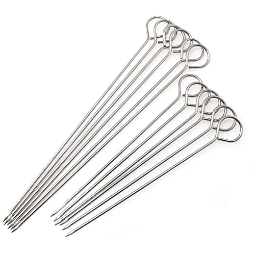 PZRT 12pcs Stainless Steel Roast Goose Needle Barbecue Skewers, BBQ Skewers, Shish Kebab Kabob Skewers Turkey Lacers for Trussing Turkey (6pcs 6 Inch + 6pcs 8 Inch) - Image 1