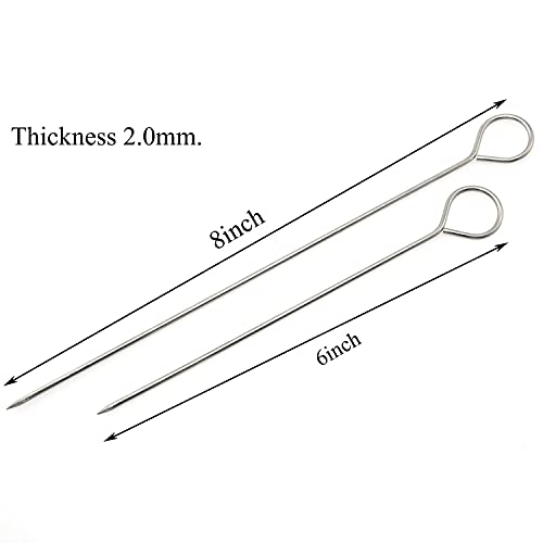 PZRT 12pcs Stainless Steel Roast Goose Needle Barbecue Skewers, BBQ Skewers, Shish Kebab Kabob Skewers Turkey Lacers for Trussing Turkey (6pcs 6 Inch + 6pcs 8 Inch) - Image 4