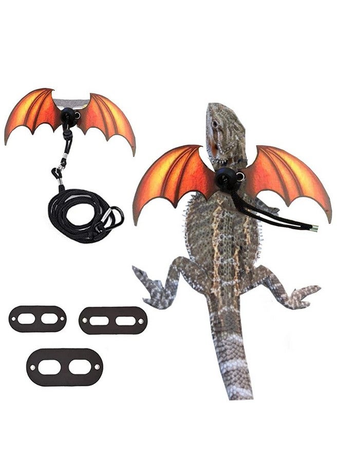 Yamadura Bearded Dragon Lizard Leash Harness - Adjustable Dinosaur Wing Lizard Cool Leather Wings Safety Walking Leash (S,M,L,3Pack) - Image 1